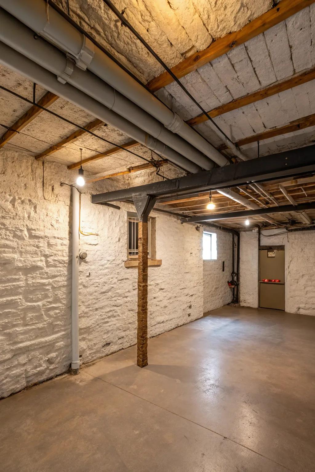 Surface dye contributes dimension and appeal to an exposed ceiling.