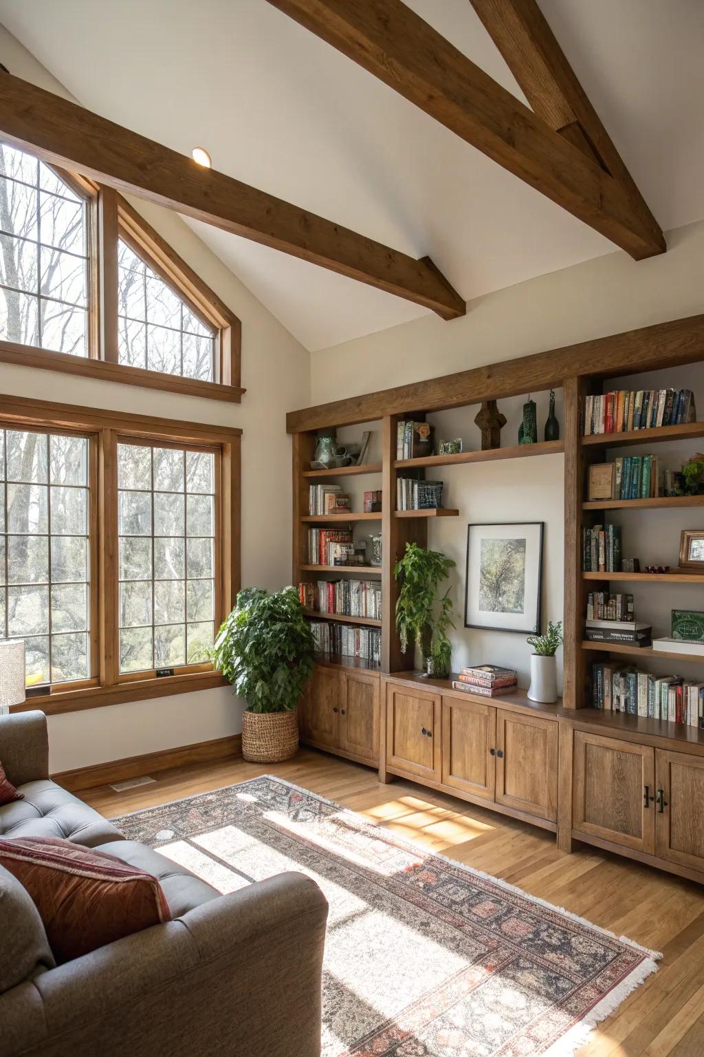 Beams offer a clever way to hide structural supports.