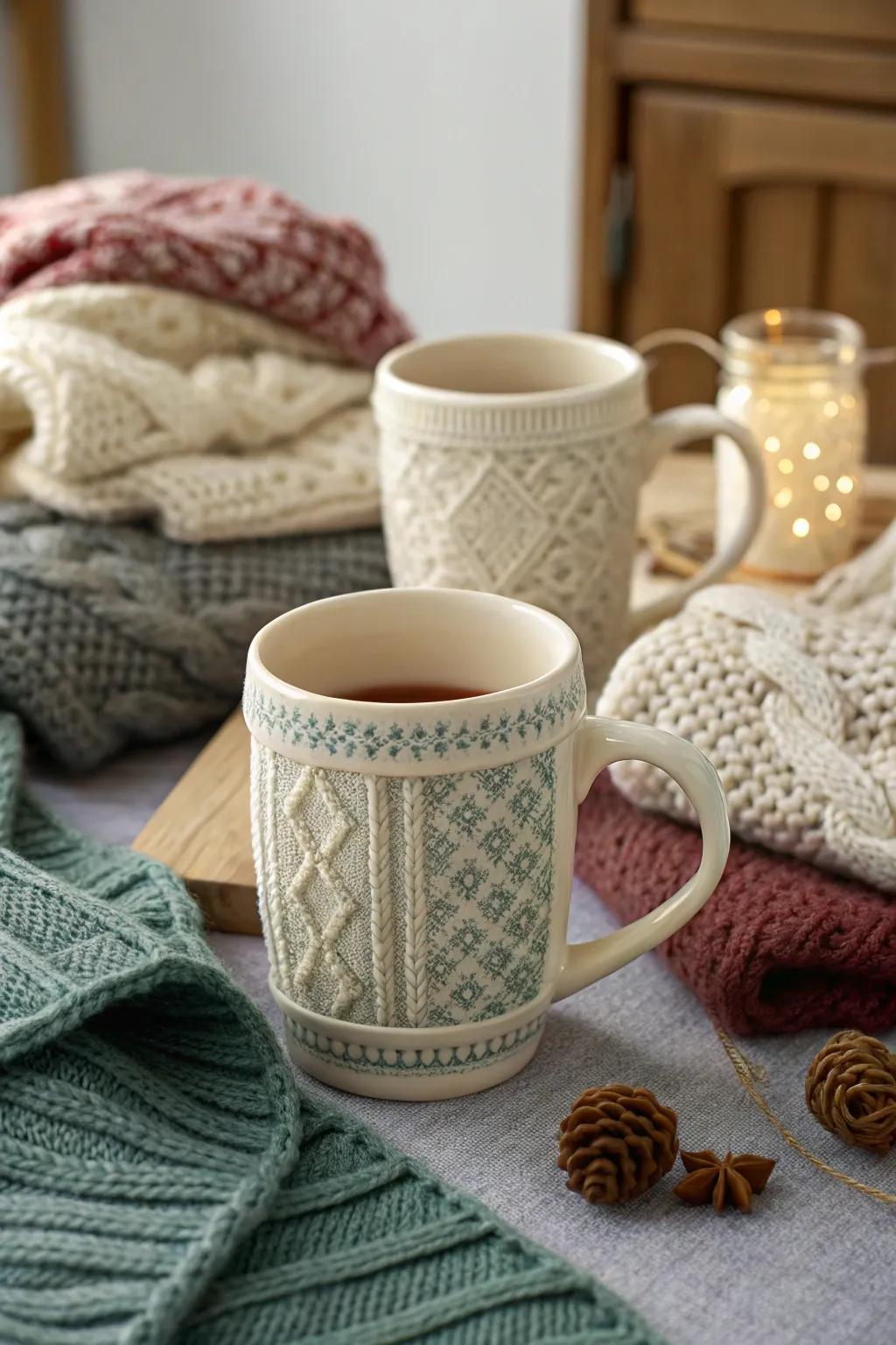 Cozy vessels with knitwear-inspired designs.