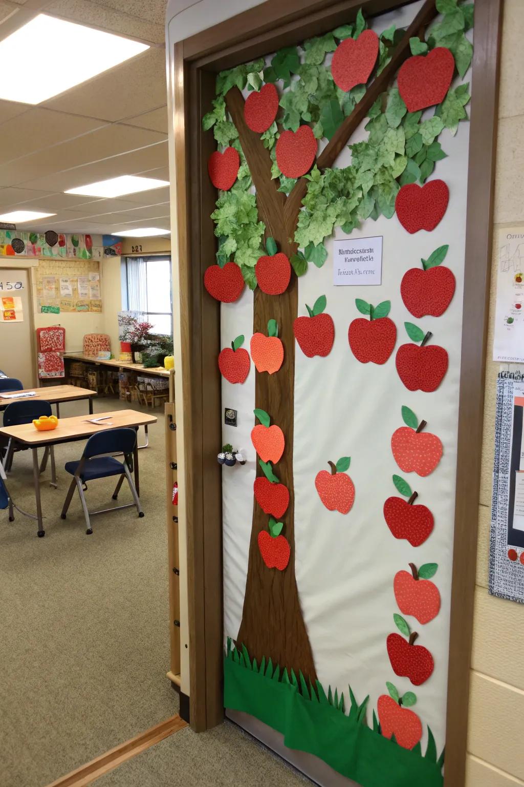 Apple orchard entrance decor with dynamic hanging.