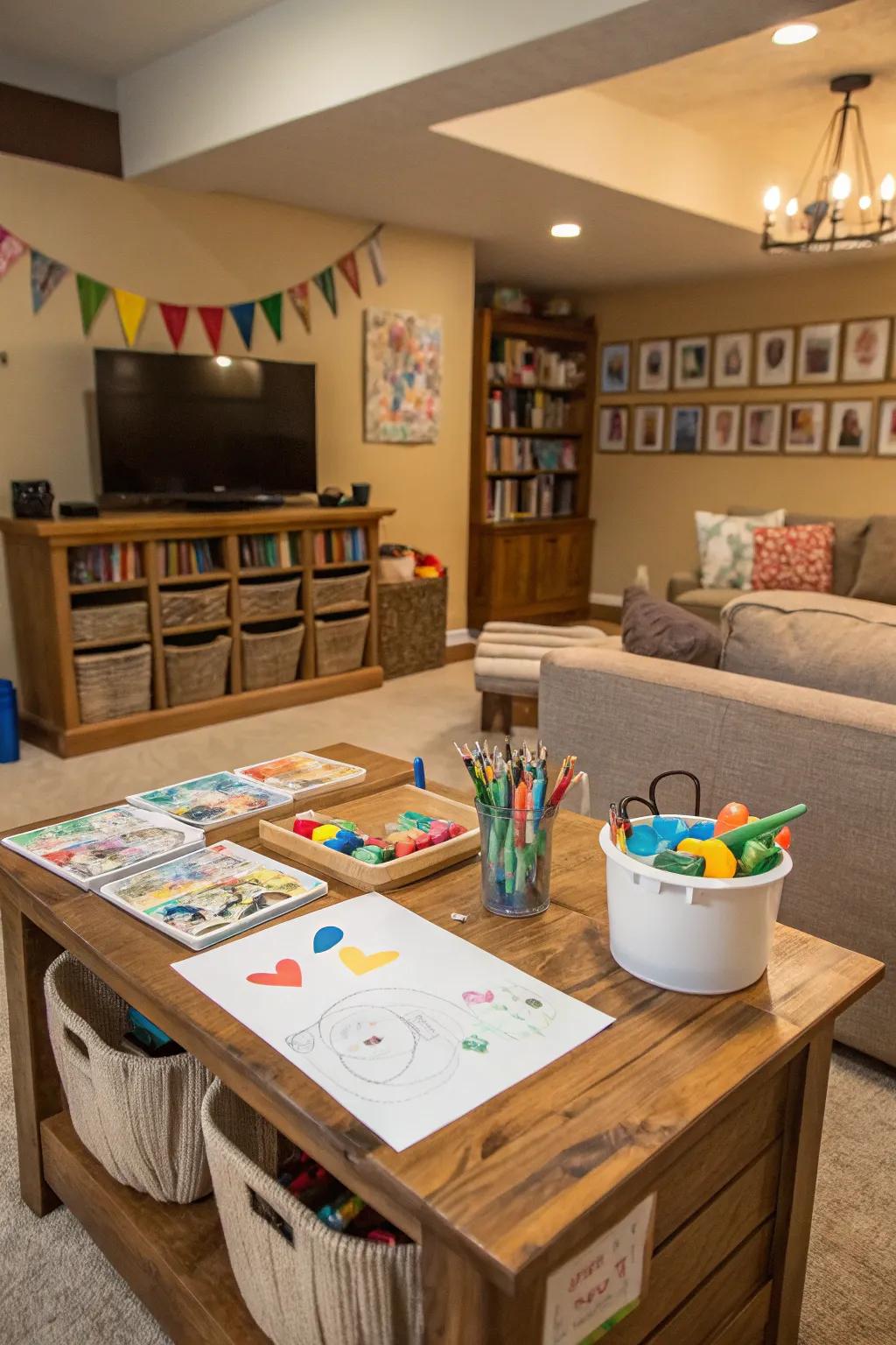 An art area designed to spark creativity and enjoyment.