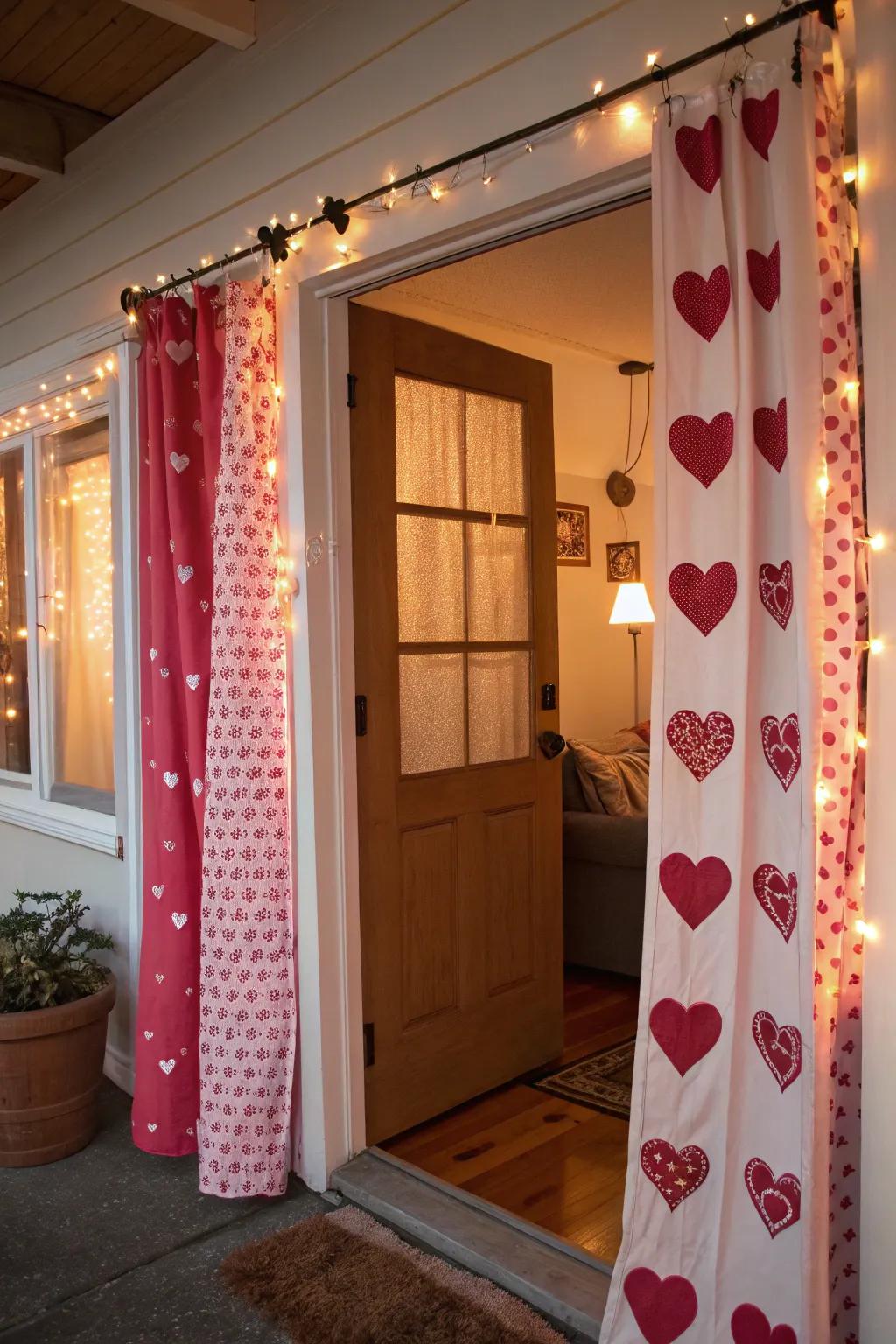 Valentine's window coverings for a romantic element.