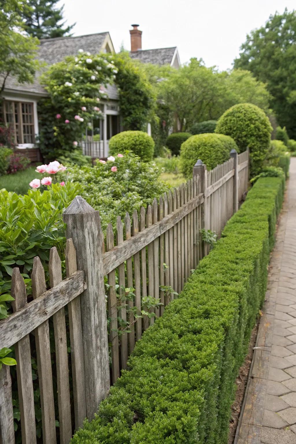 Combine fences with hedges for a natural boundary.