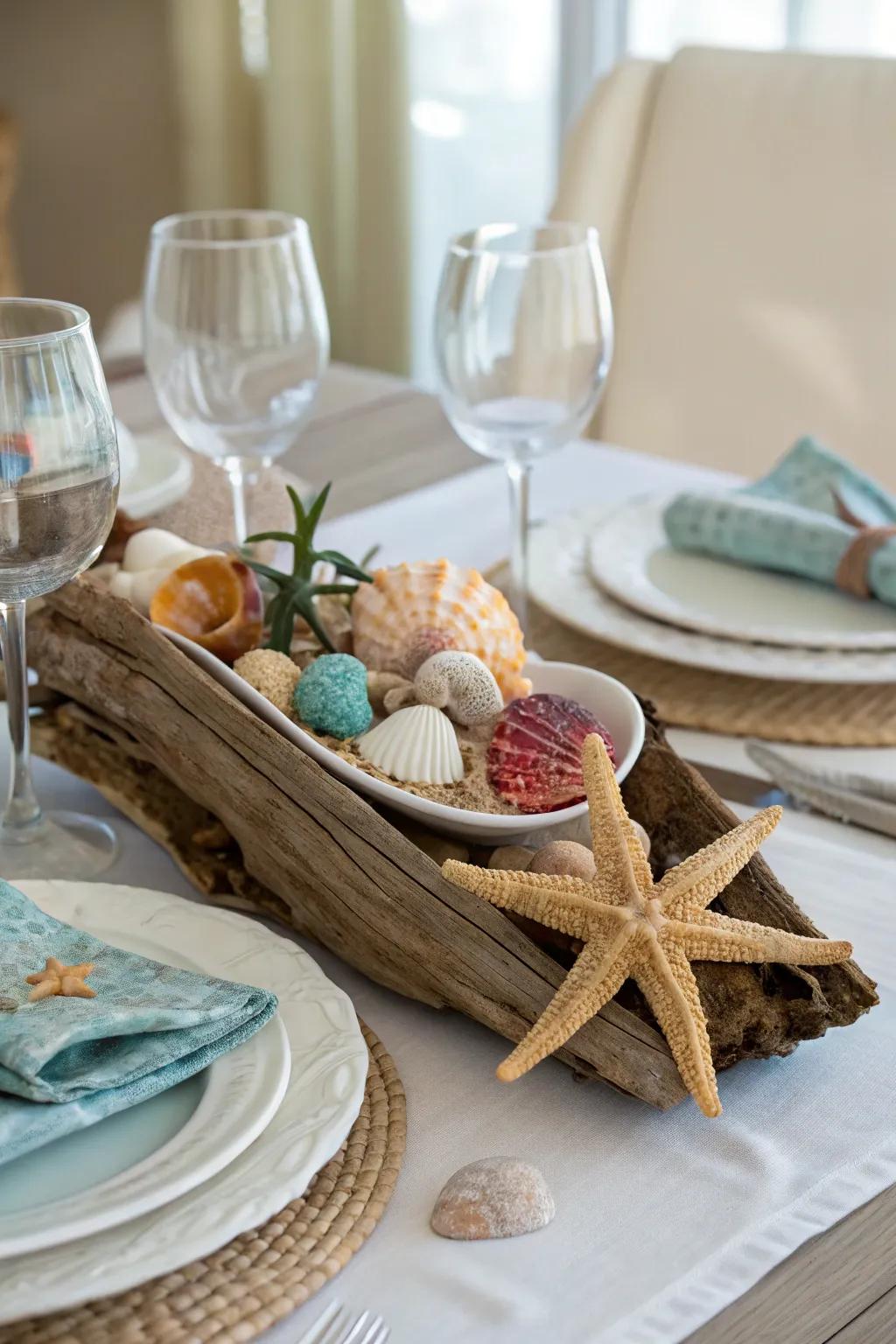 Marine-inspired focal points bring the sea to your table.
