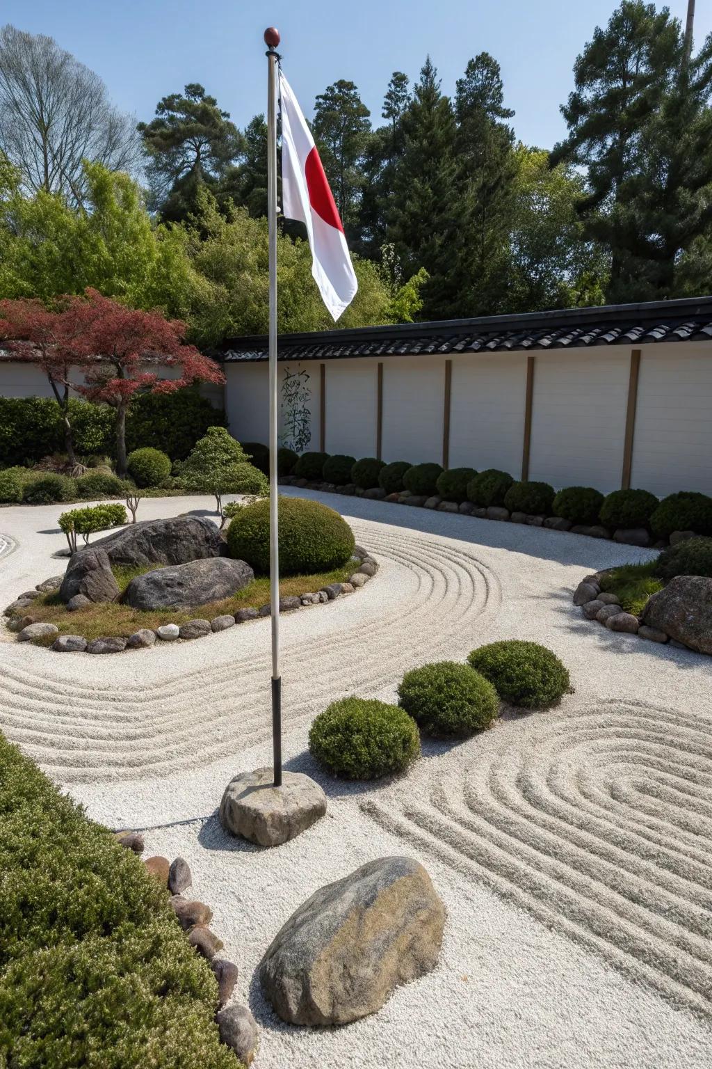 Zen gardens furnish a serene and reflective expanse.