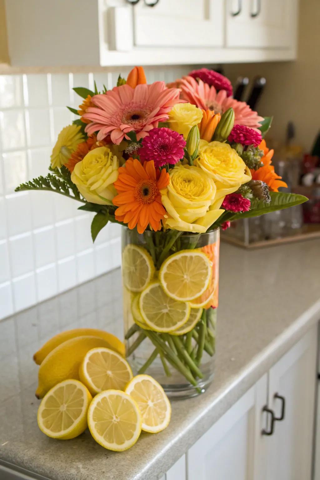 A zesty citrus-infused floral arrangement.