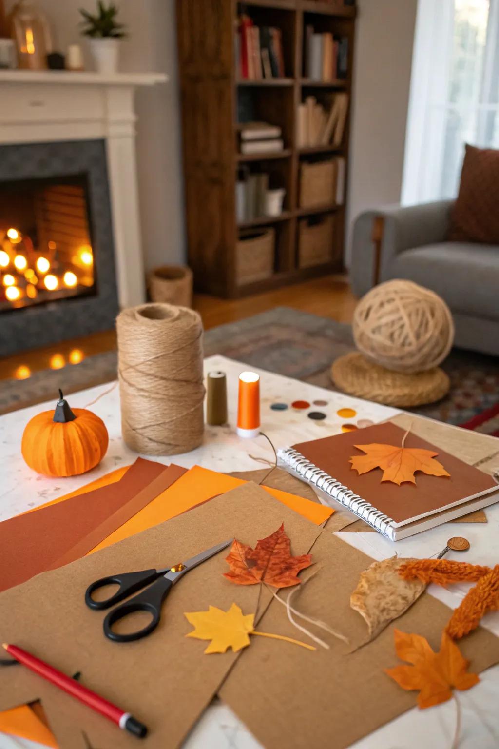 A creative DIY craft station for Friendsgiving guests.