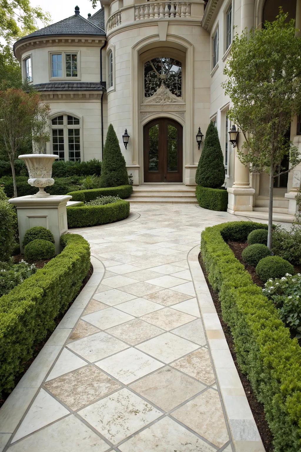 Elegant alabaster stones for a lavish entryway.