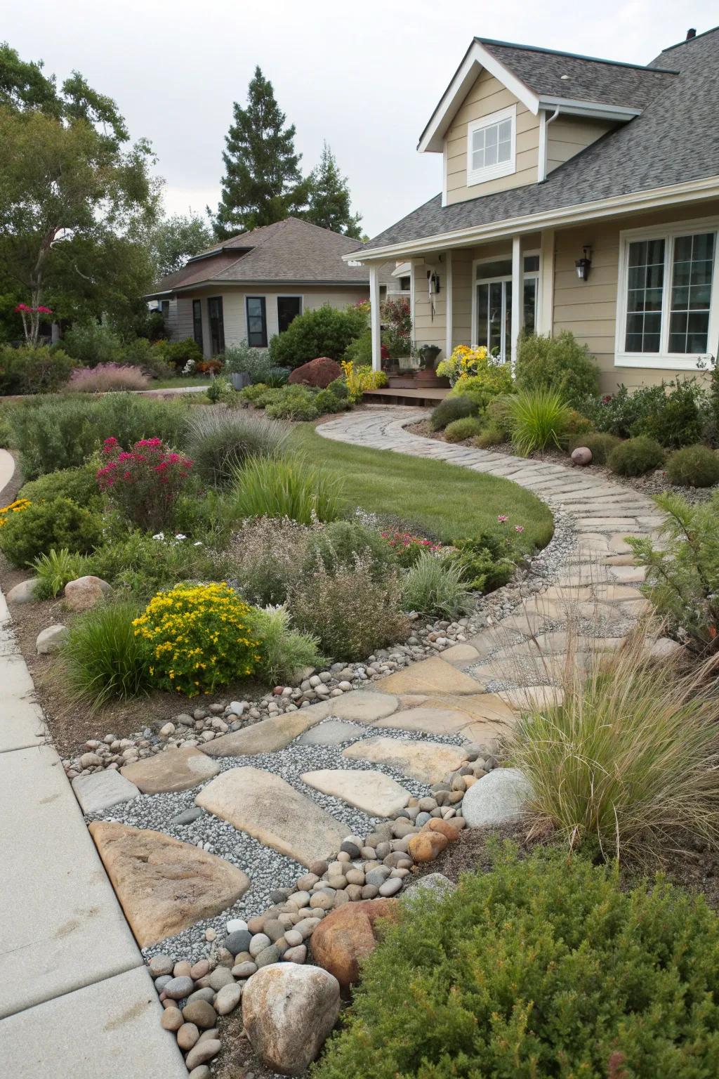 Leaky promenades endorse sustainability in xeriscape designs.