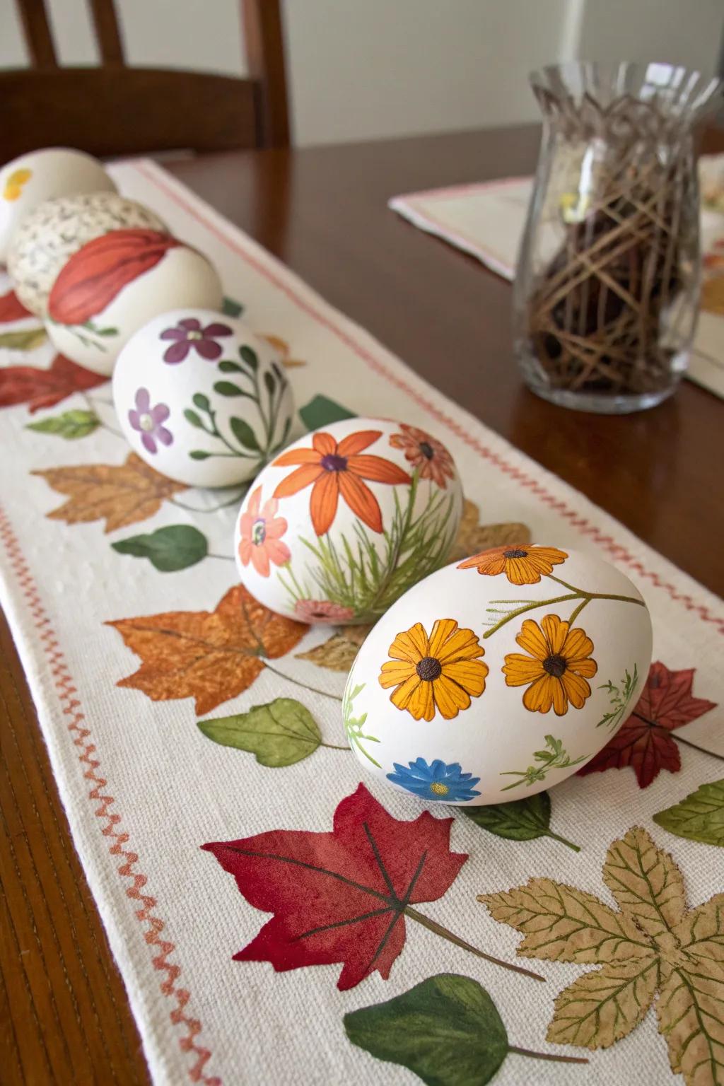 Seasonal eggs honoring nature's allure.
