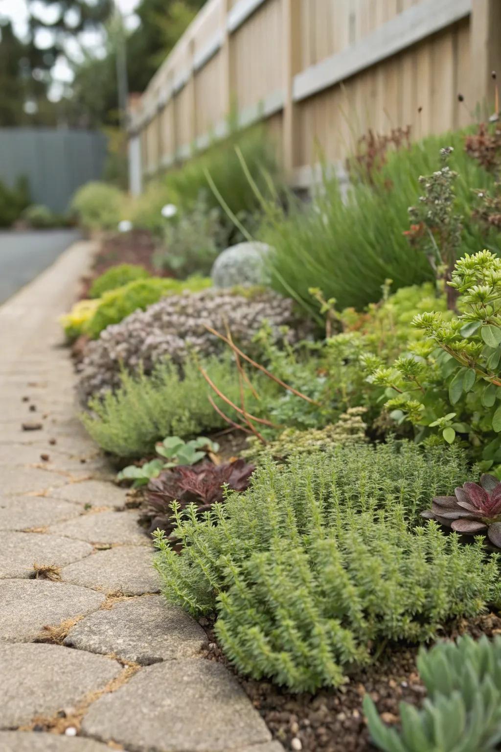 Living edges with low-growing plants improve garden ecosystems.