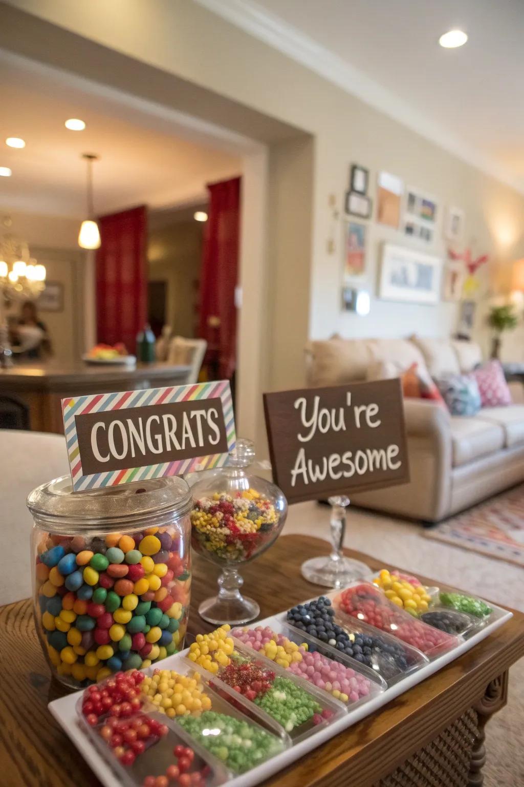 Candy with sweet words adds a personal touch to your celebration.