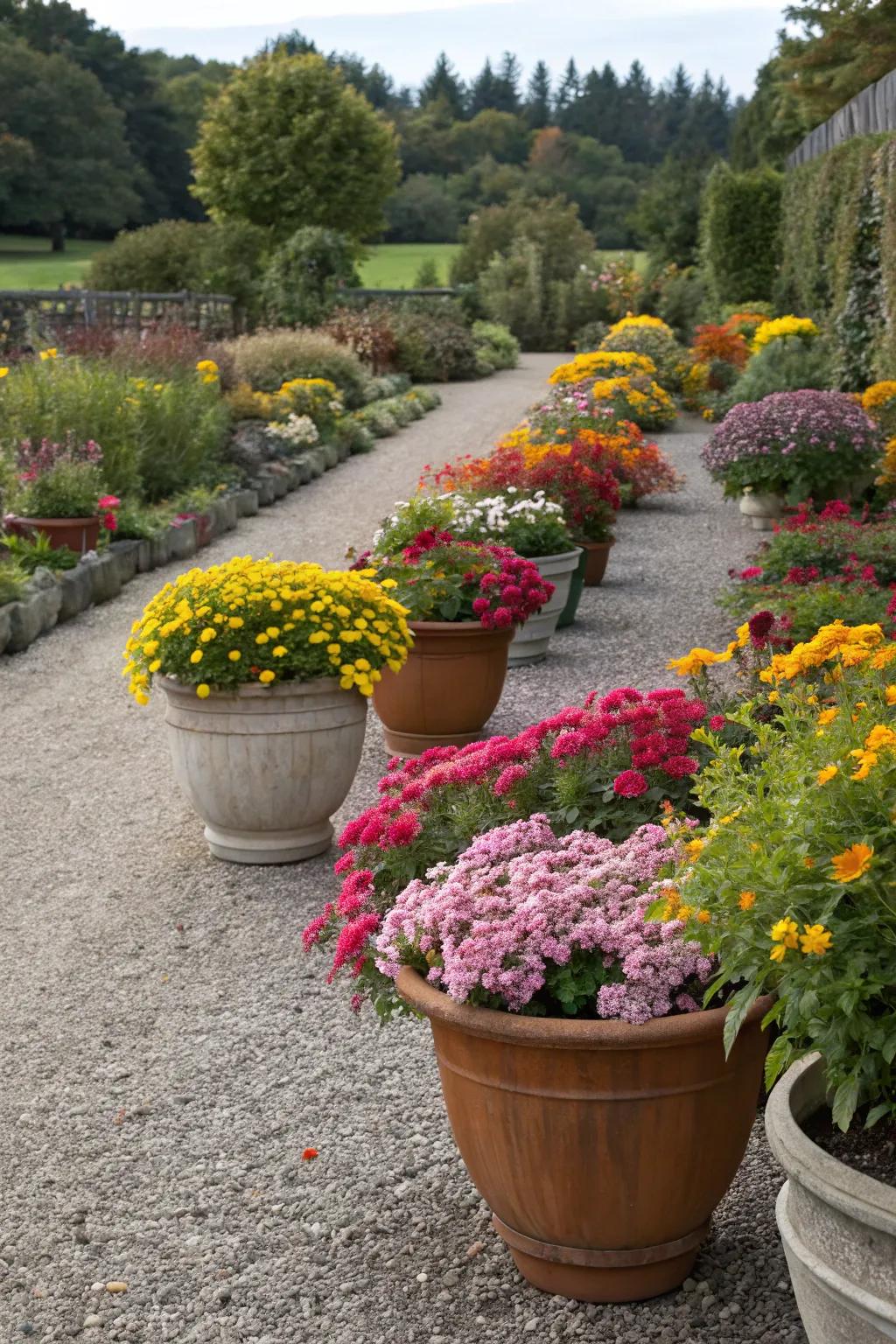Periodic blossoms assure a continuously vibrant garden spectacle.