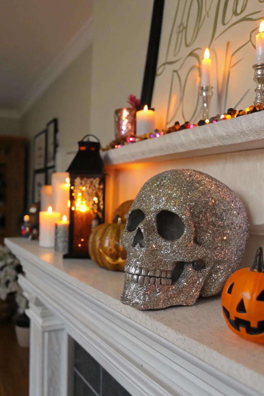 Shimmering cranium art adds glamour to Halloween