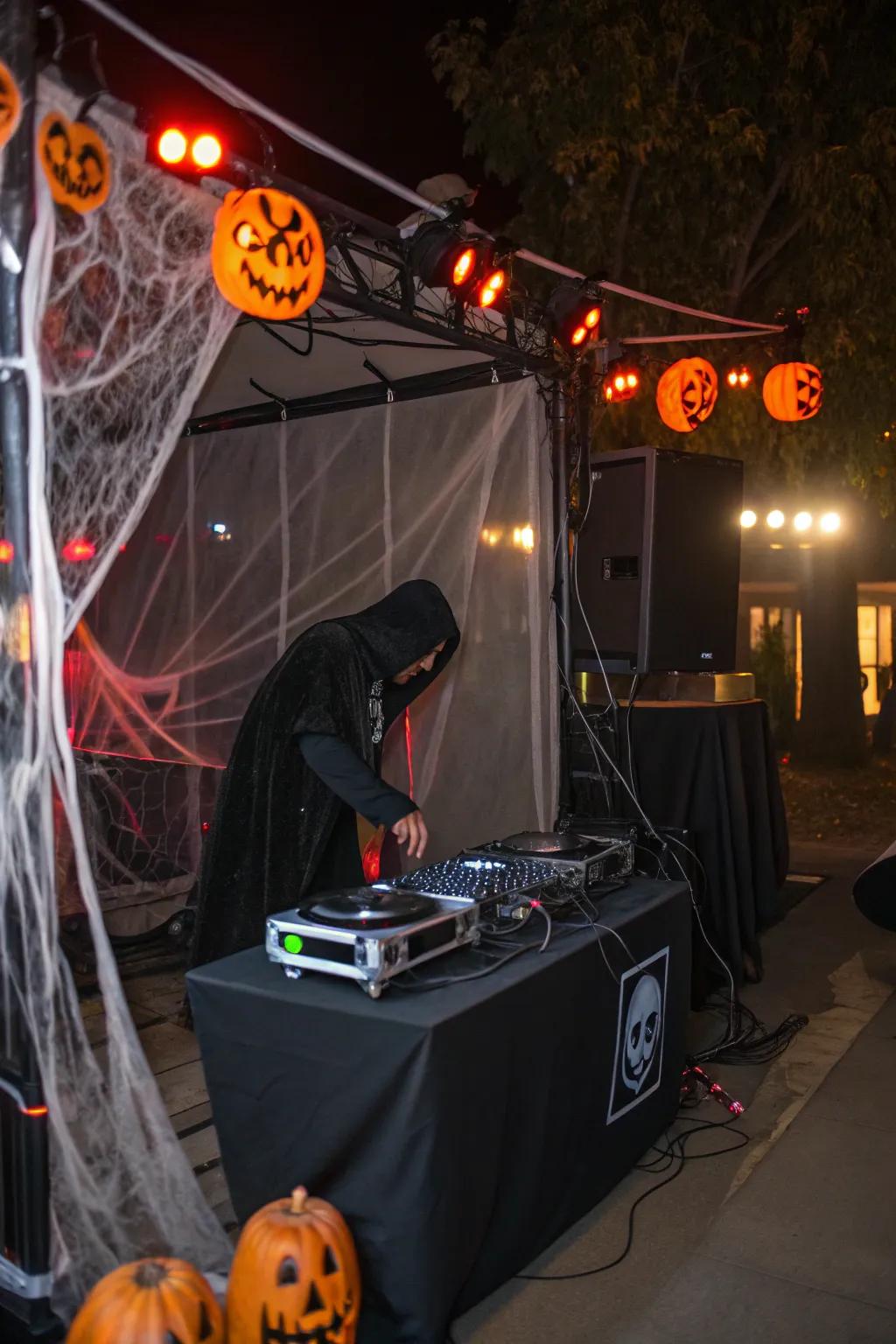 Establish the vibe using a haunted tunes collection.