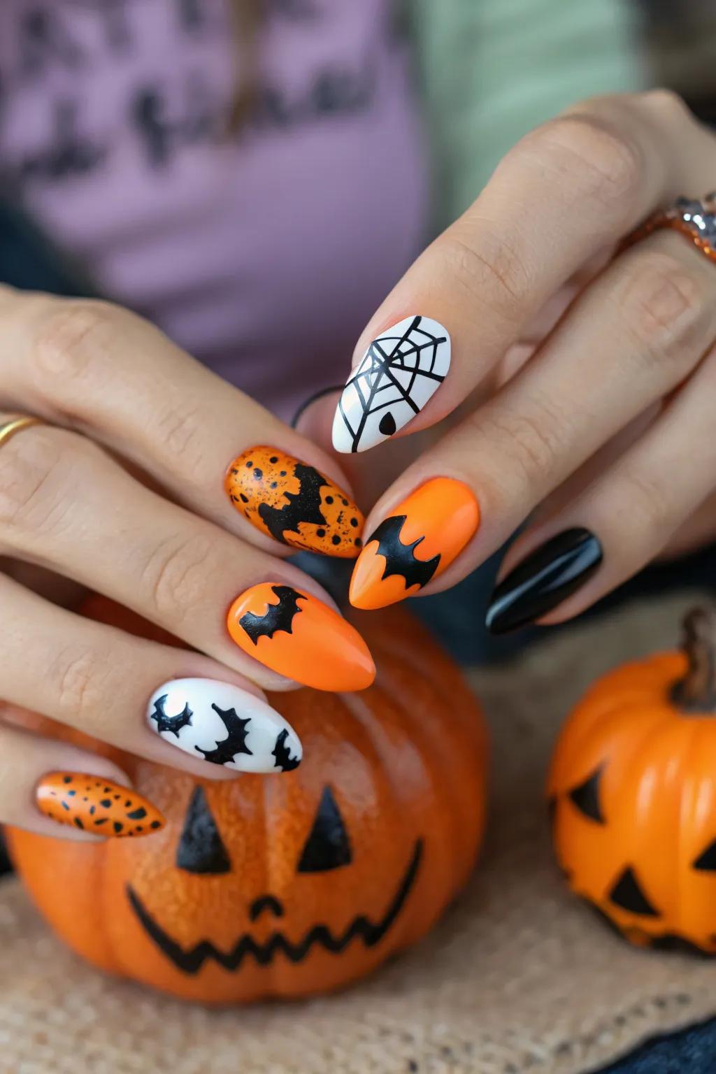 Film nail art introduces a spooky accent to your Halloween style.