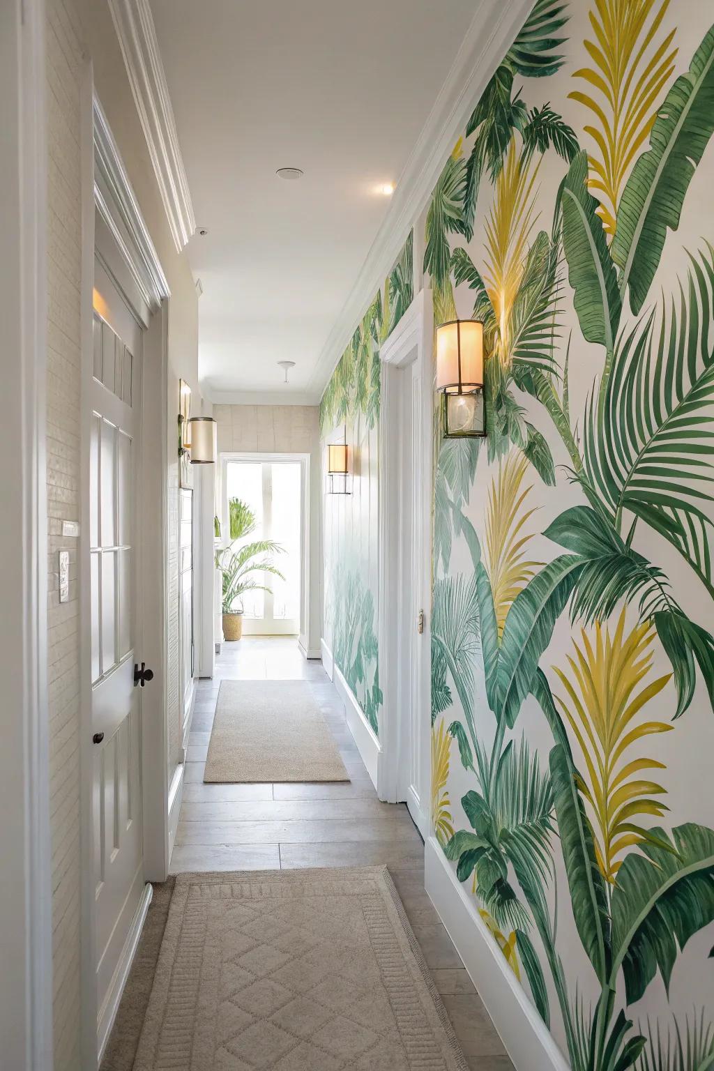 A hallway that transports you towards the tropics through animated surface decor.