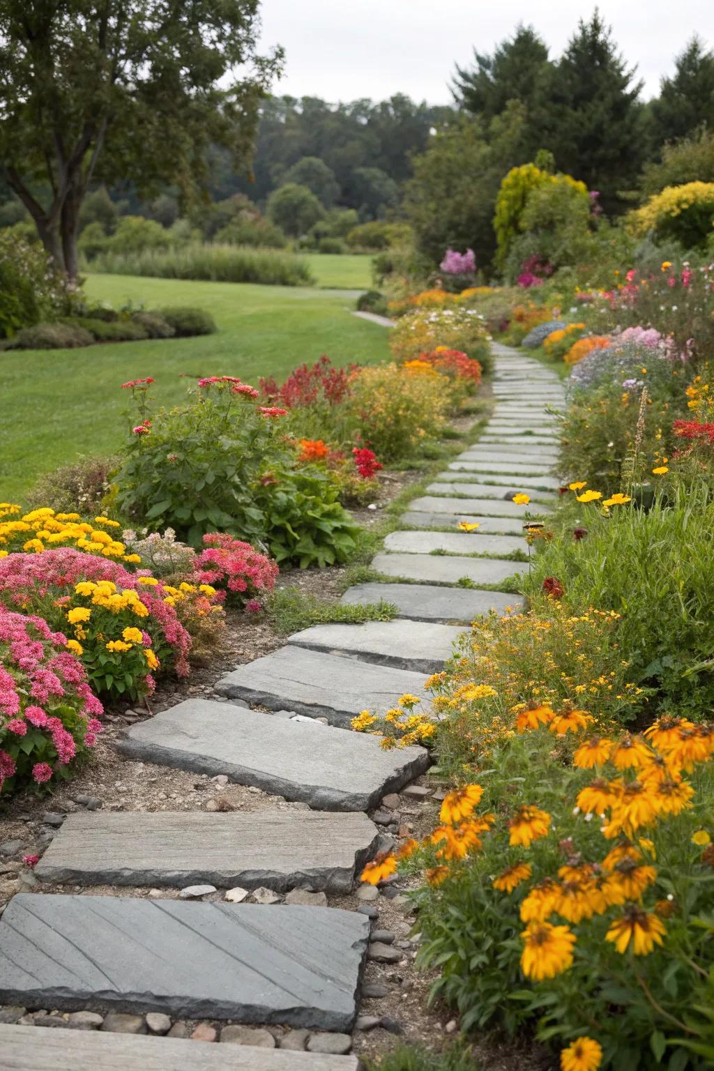 Any garden setting gains elegance and durability from slate.