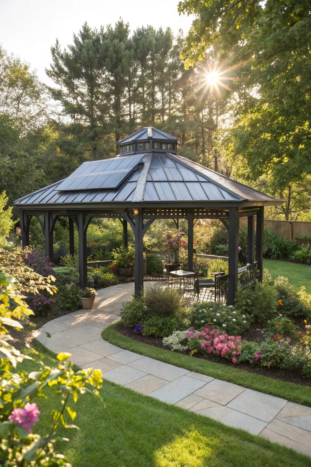 Go green with a solar-powered gazebo.