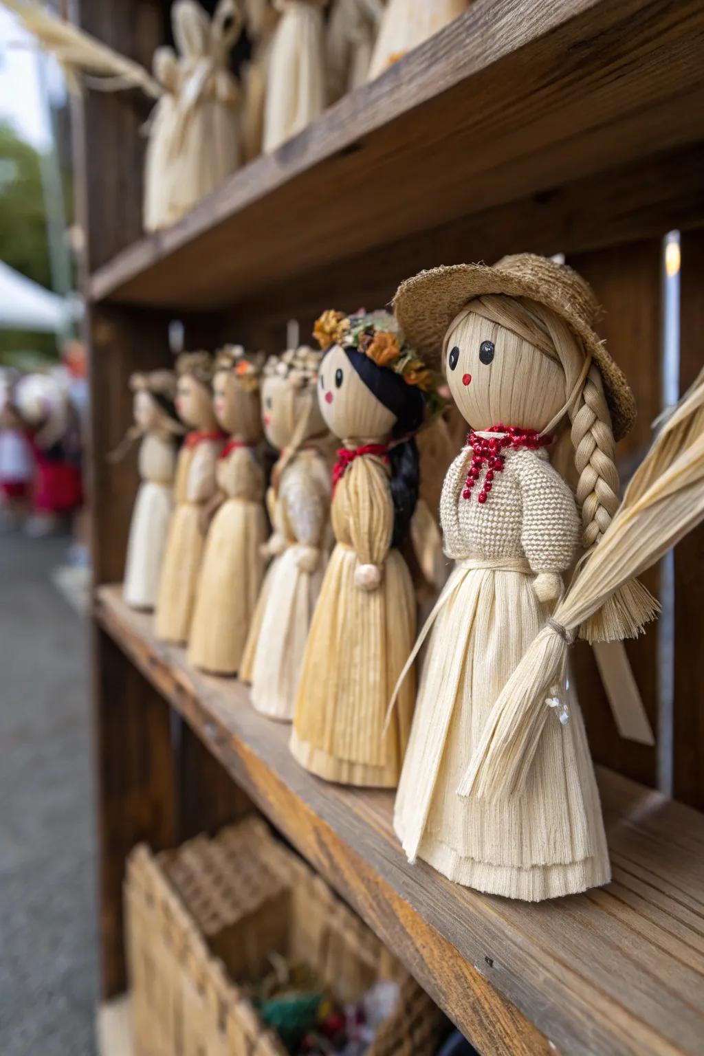 Charming grain stalk dolls incorporating a nostalgic sensation.