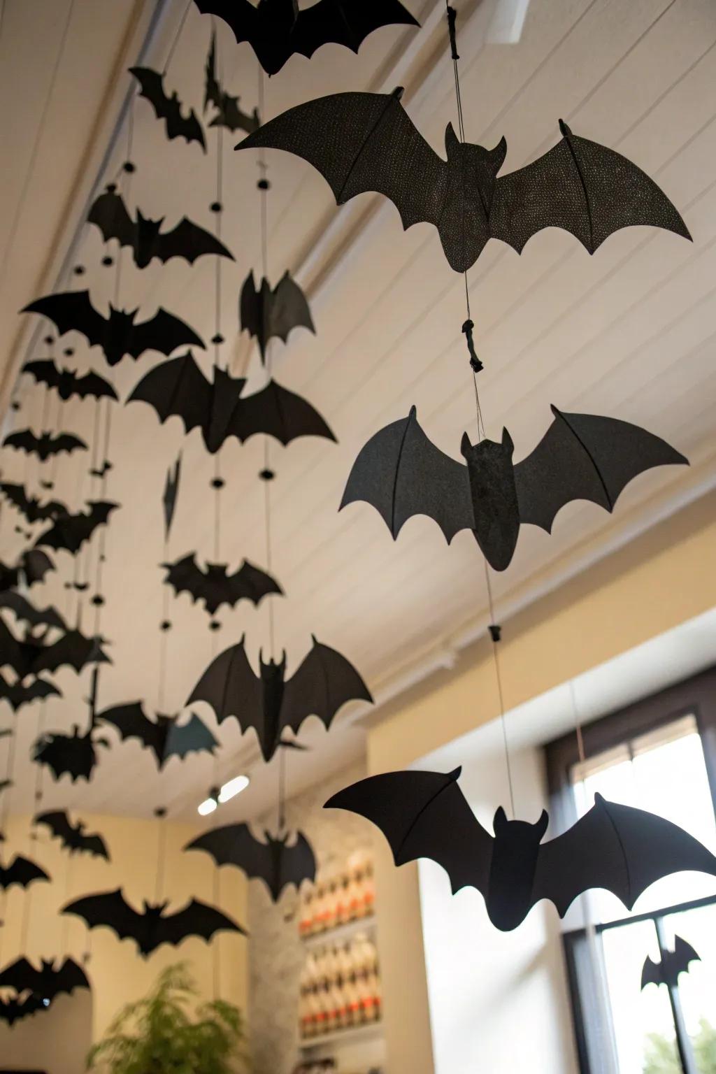 Transform your space into a vespertilionid-infested grotto through suspended adornments.