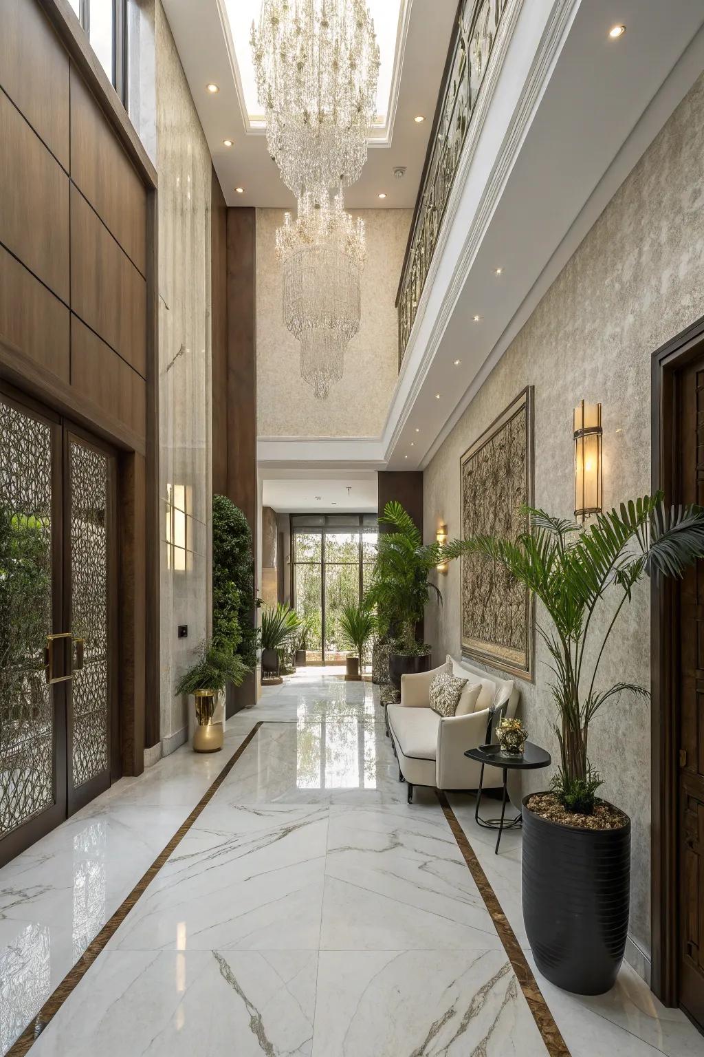 Tactile differences adding depth to an atrium space.