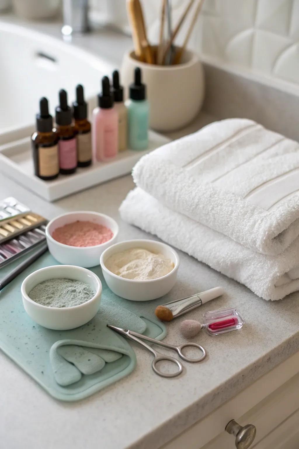 A calming self-care session arrangement for a hint of extravagance domestically.