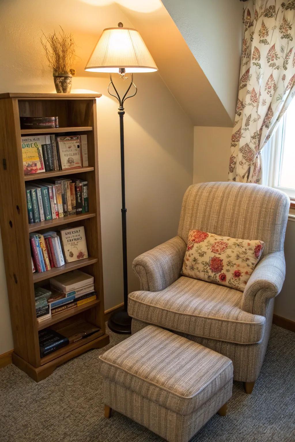 A reading corner provides a peaceful escape within your residence.