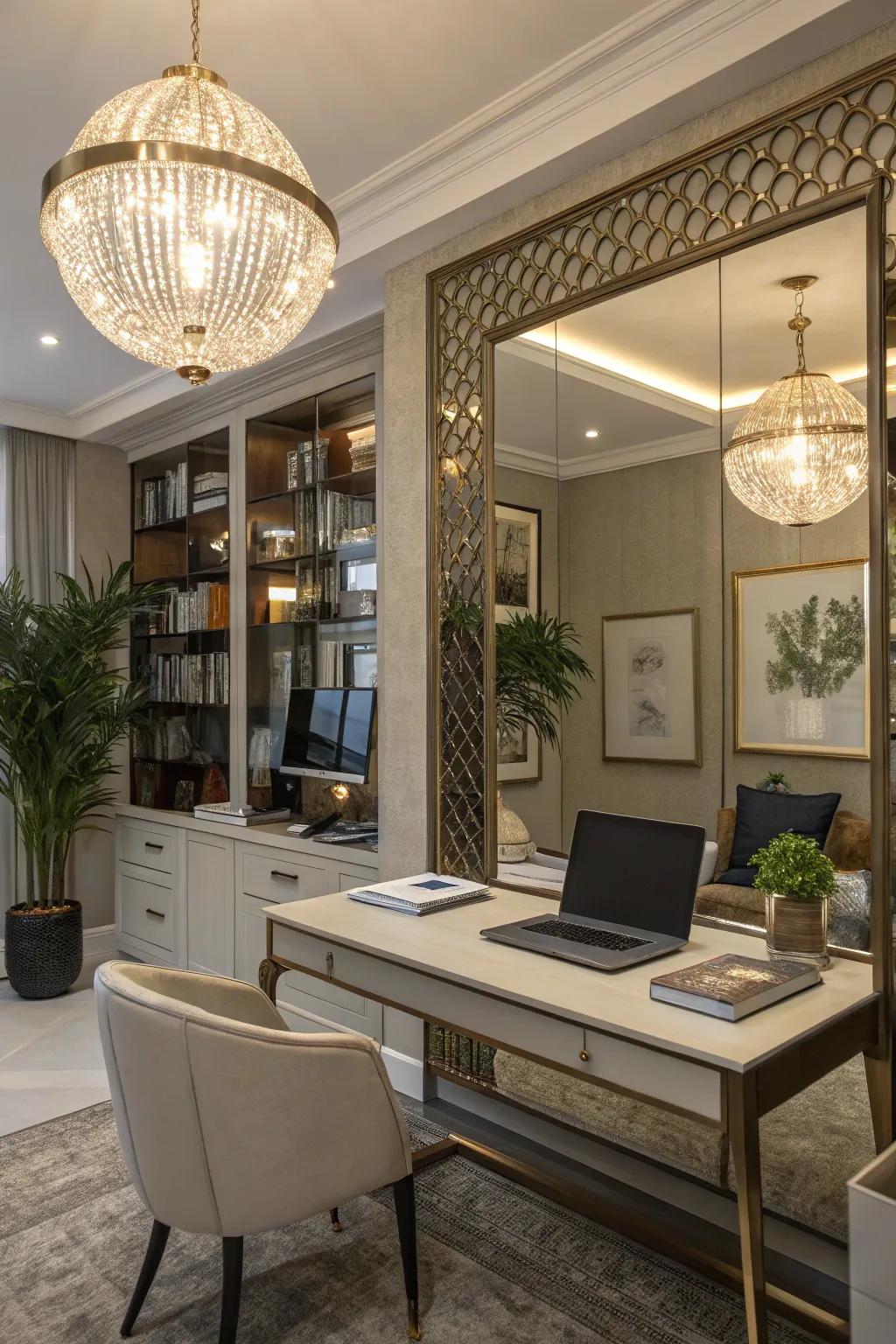 Mirrored lights enrich dimension and brightness.