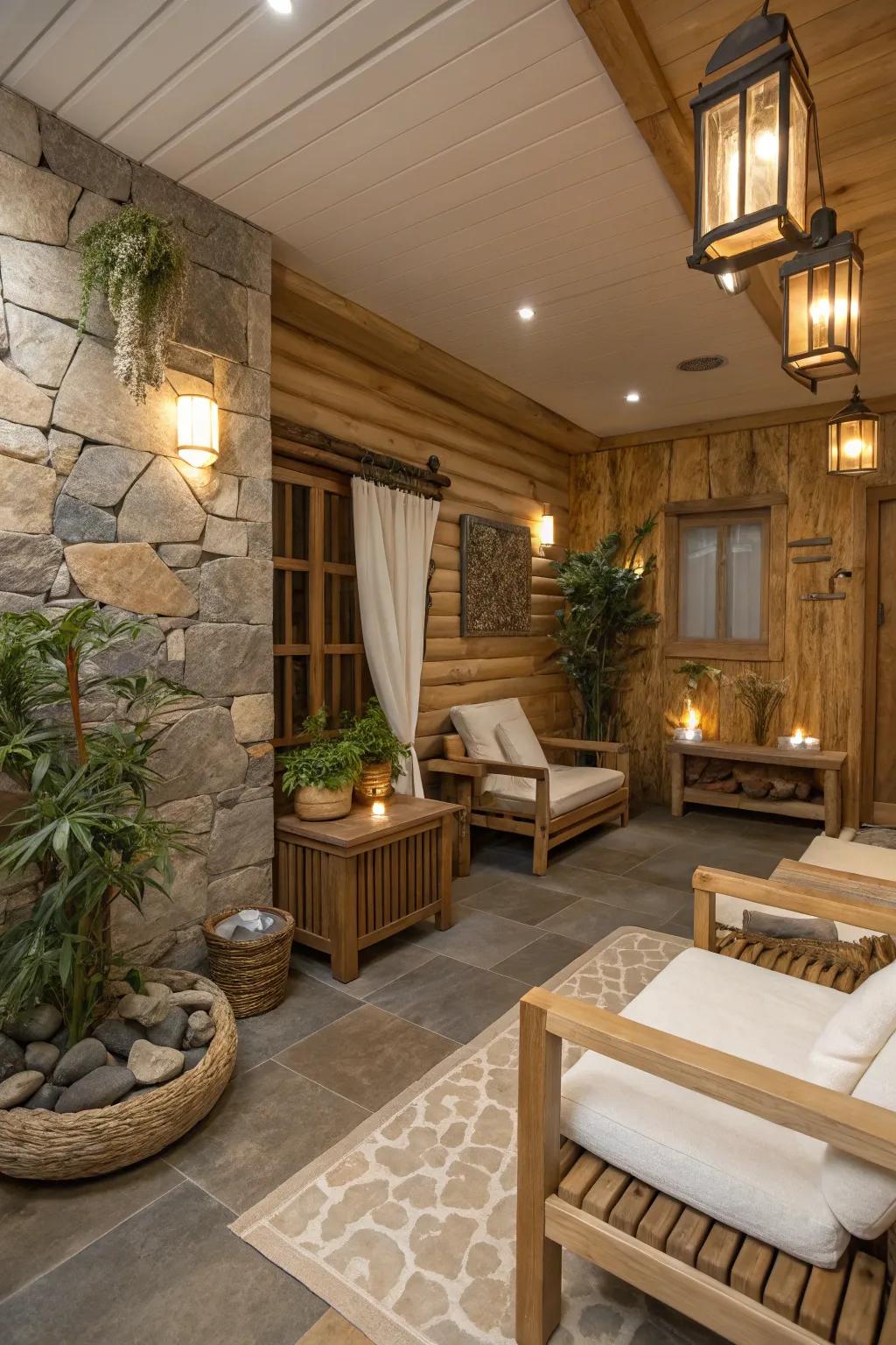 Natural textures give your salon warmth and a hint of nature.