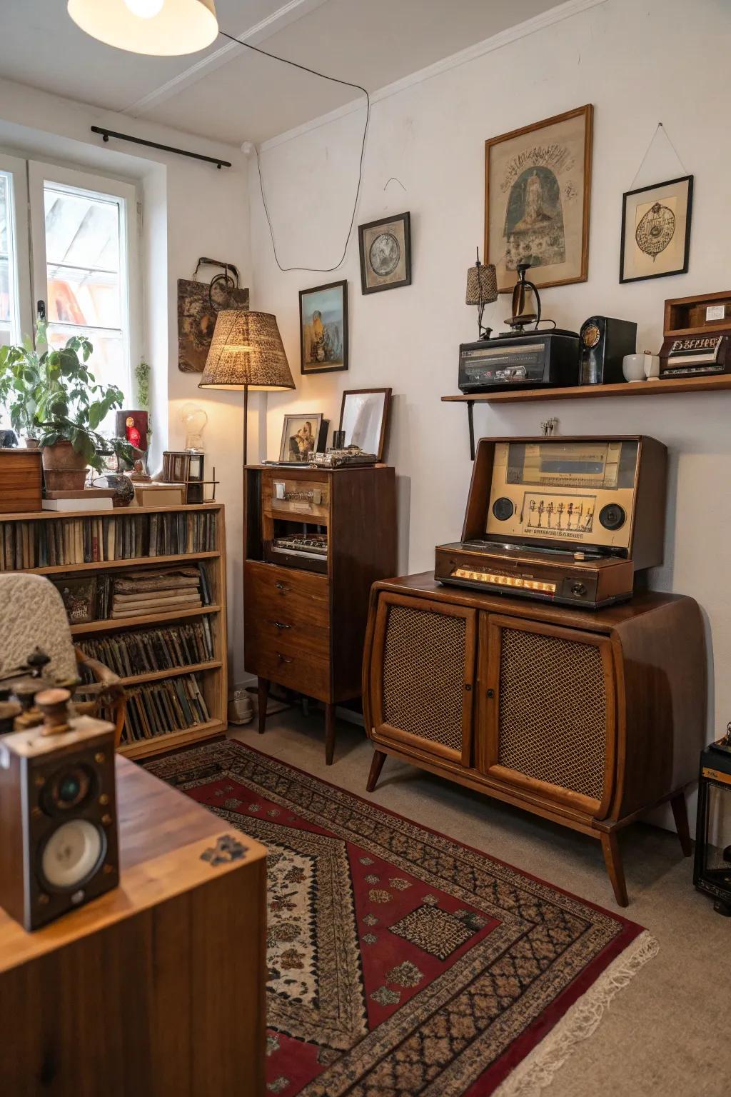 Vintage elements add a unique charm to your studio.