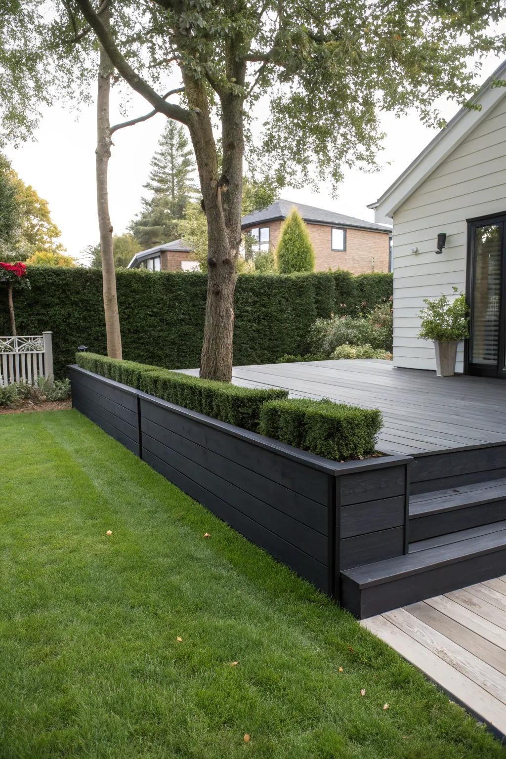 Bold black skirting offers a striking and fashionable contrast.