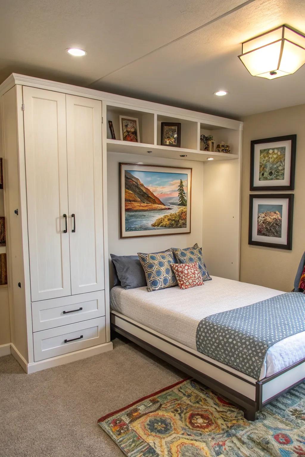 Design bed an art display design to room.