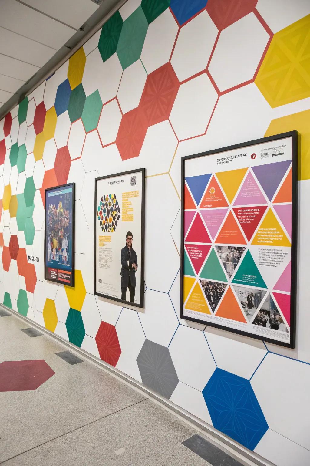 Geometric shapes introduce a contemporary twist to poster presentations.