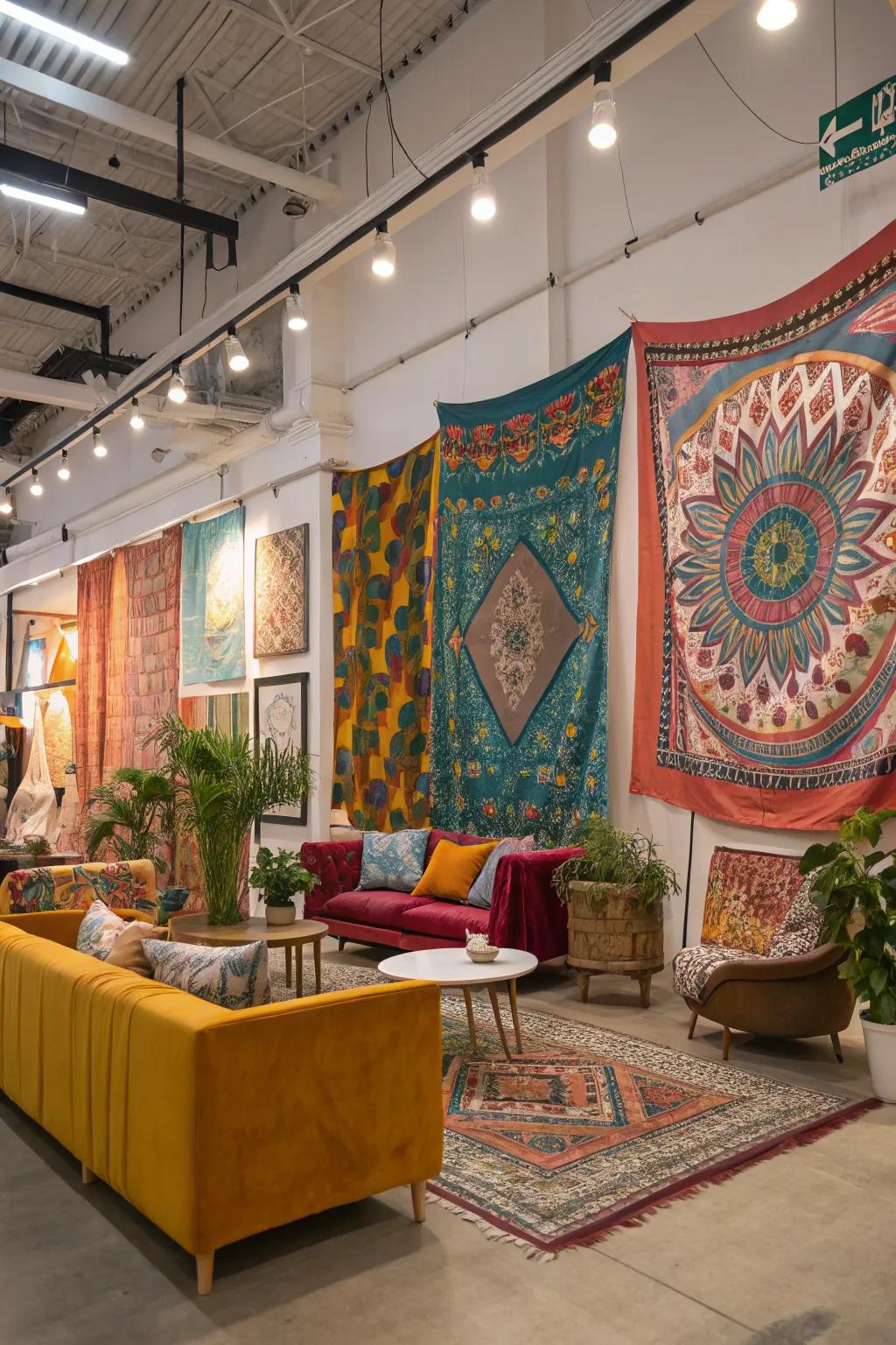 By overlapping multiple textiles, you can create a dynamic and interesting appearance.