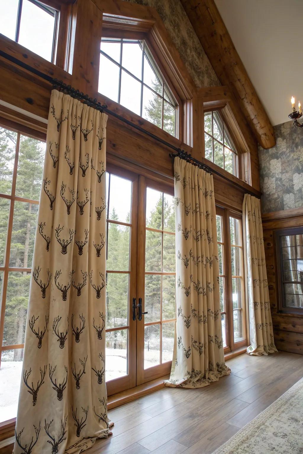 Bespoke drapes infuse a personalized and themed flair to the space.