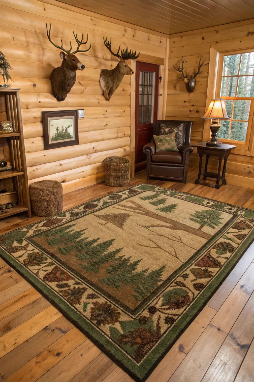 Themed rugs solidify your design and introduce warmth.