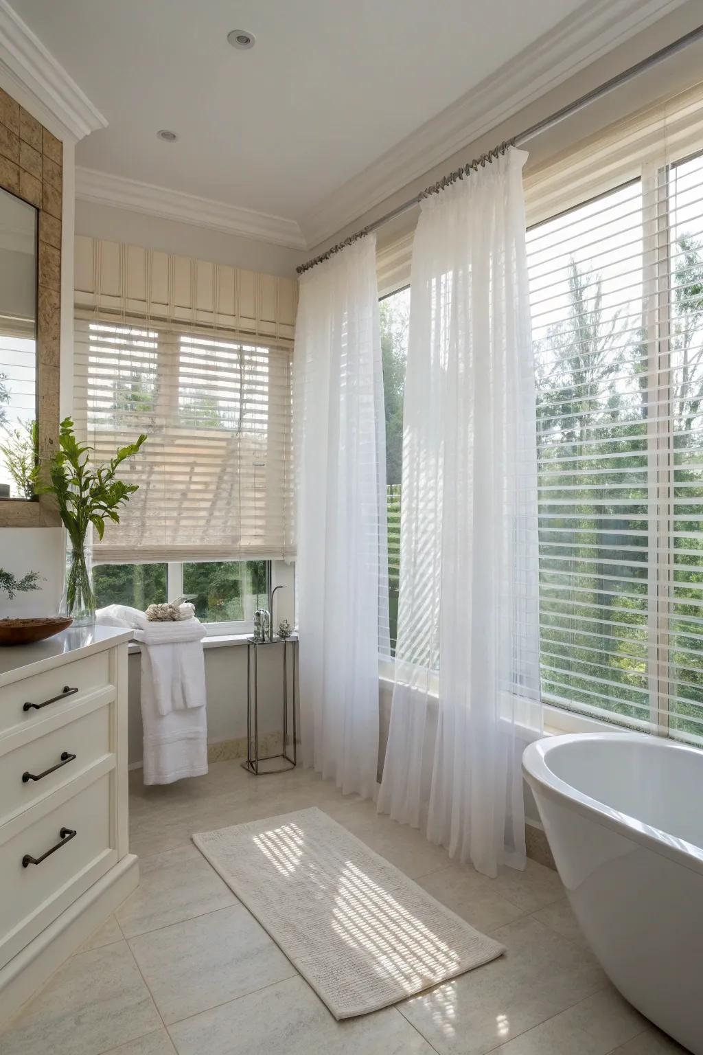 Sheer window toppers for a light and airy atmosphere.