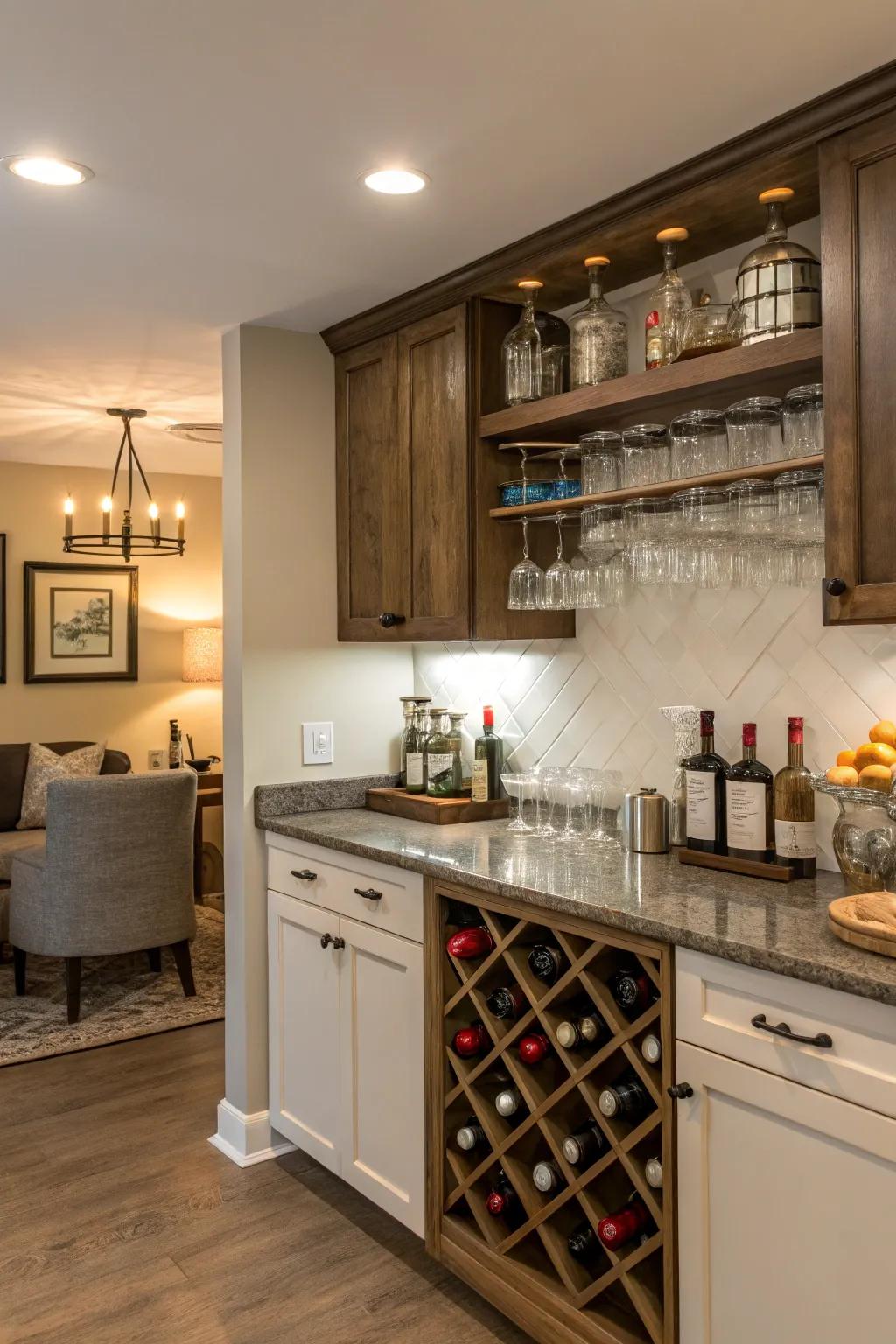 A bar alcove introduces a playful and useful aspect to your kitchen.