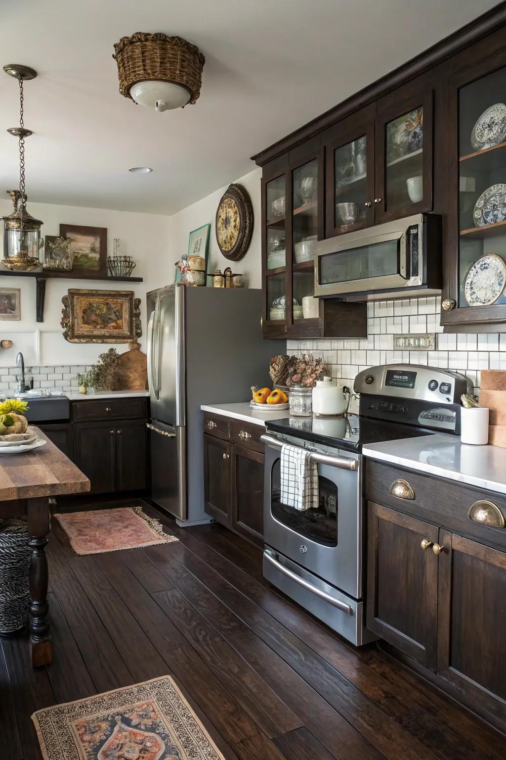 A unique mix of old and new elements within this kitchen fitted with deep floors.