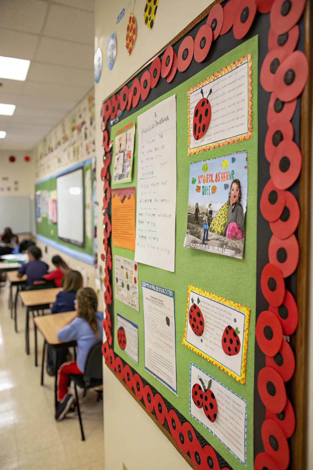 A playful ladybug border adding charm to any inspiration board.