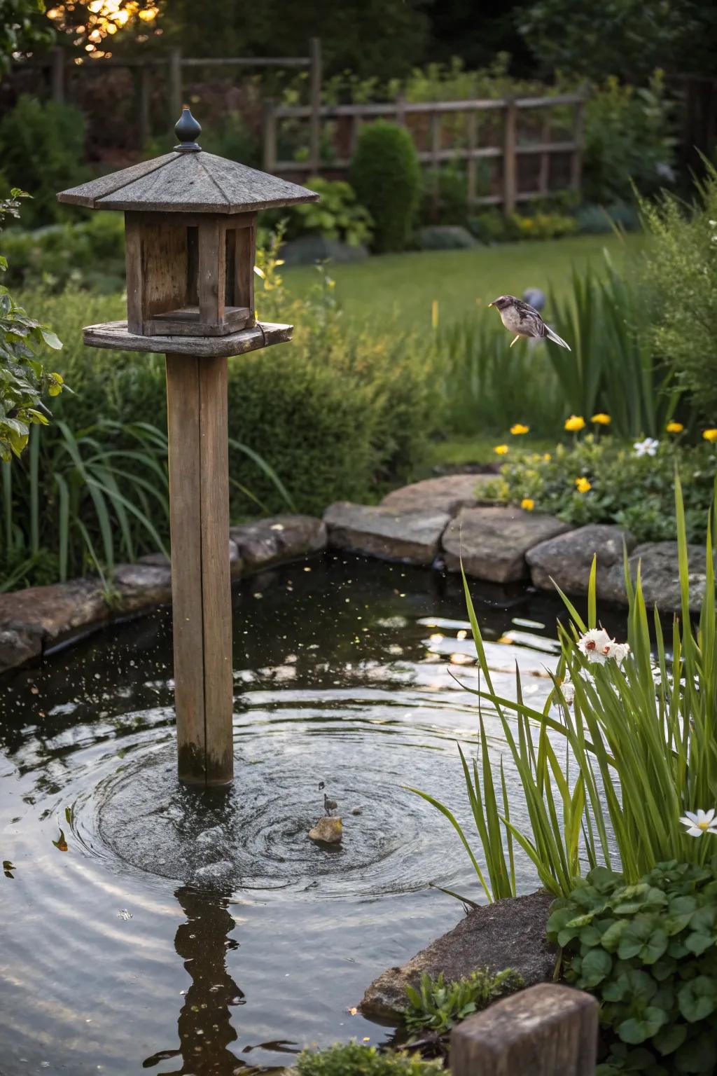 Water features enhance the allure of your bird-friendly landscape.