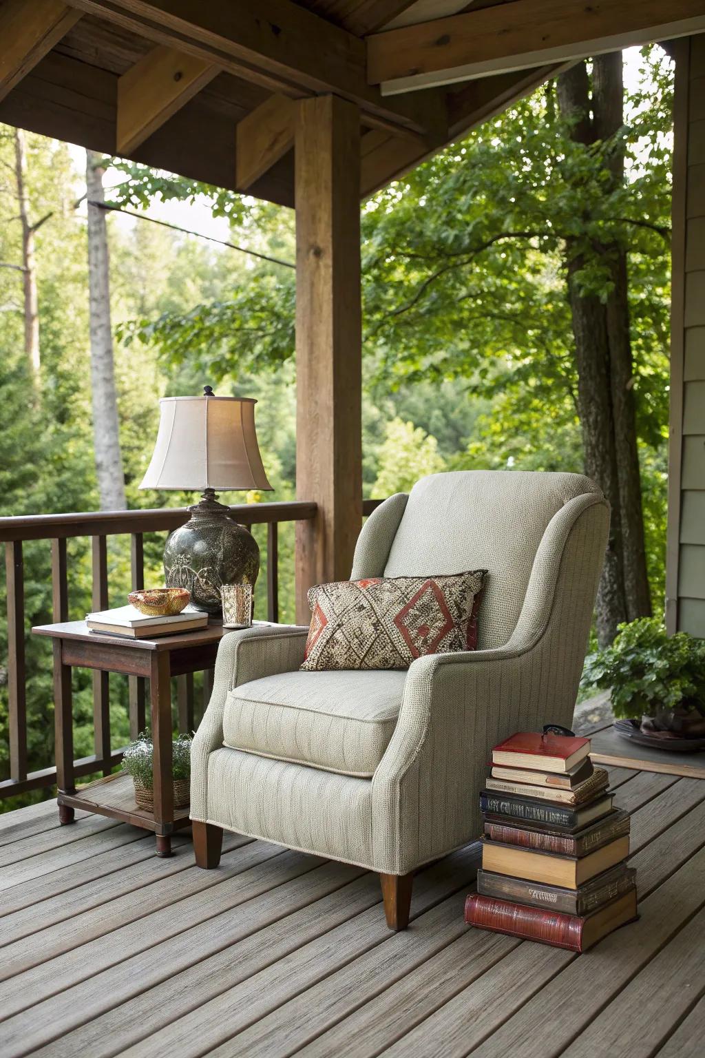 A reading nook provides a quiet retreat for book lovers.
