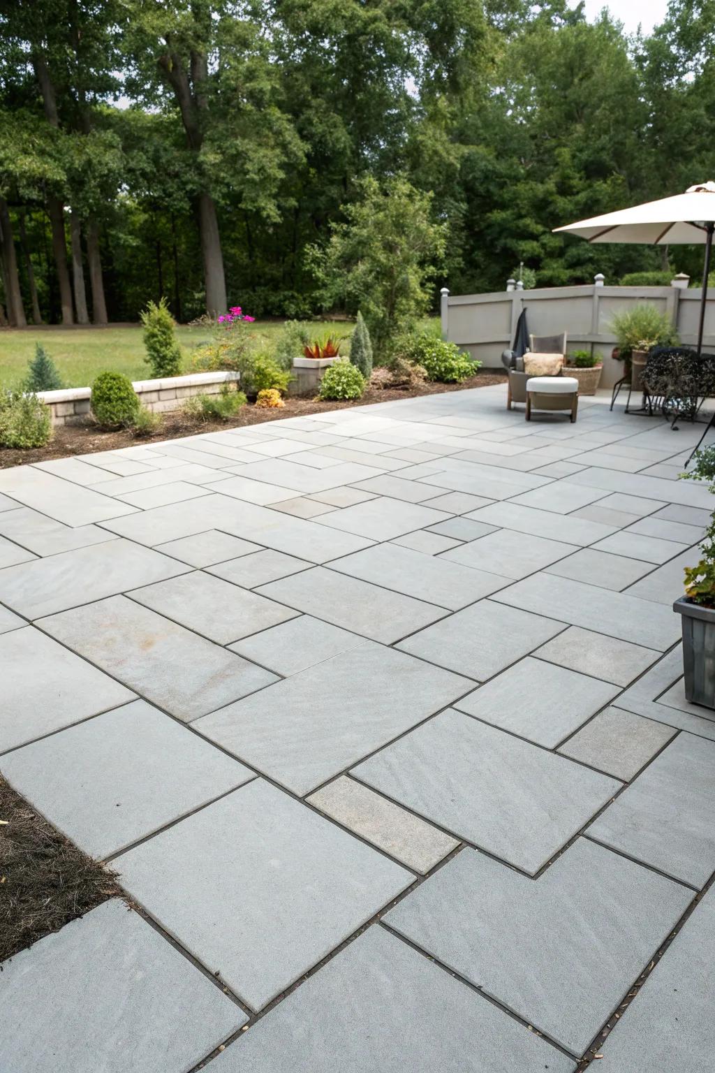 Oversized pavers create a clean and modern patio look.
