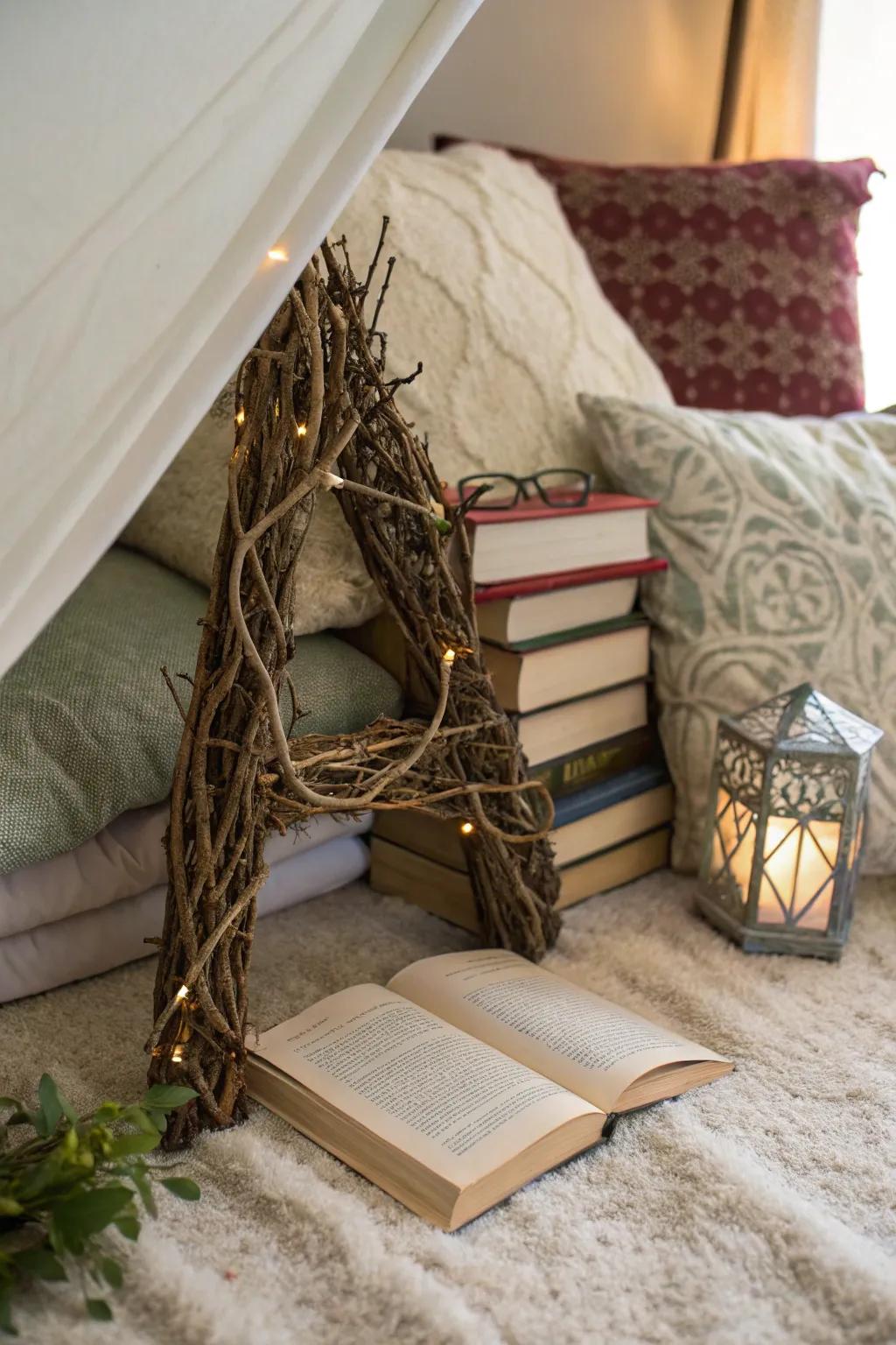 A nature-inspired character adorned with branches.