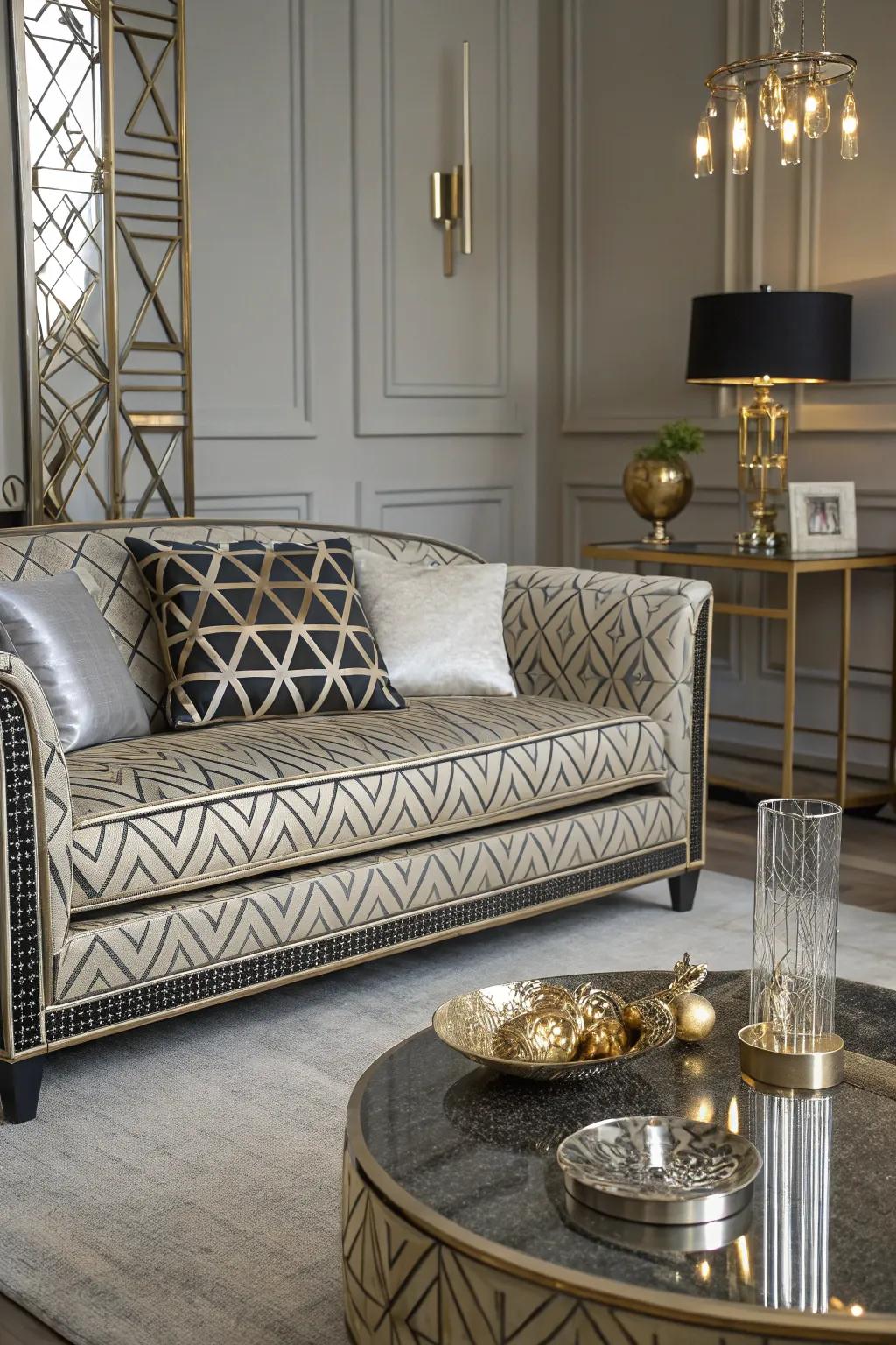 Elegant Era couch for a glamorous touch.
