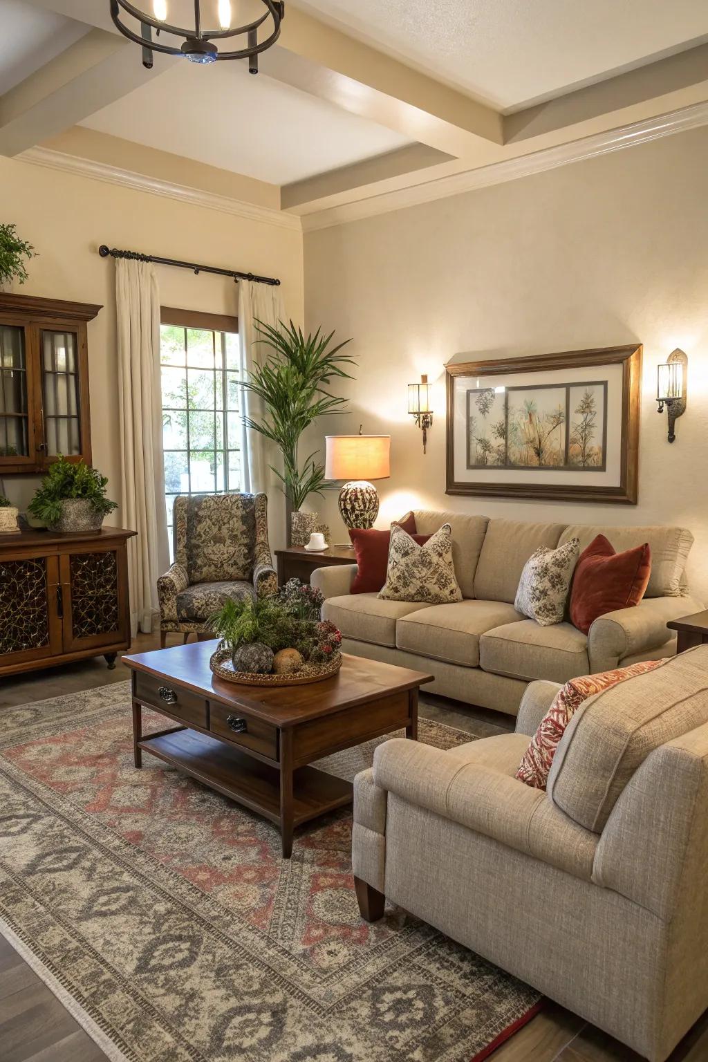A modern lounge featuring an off-balance layout for a current look.