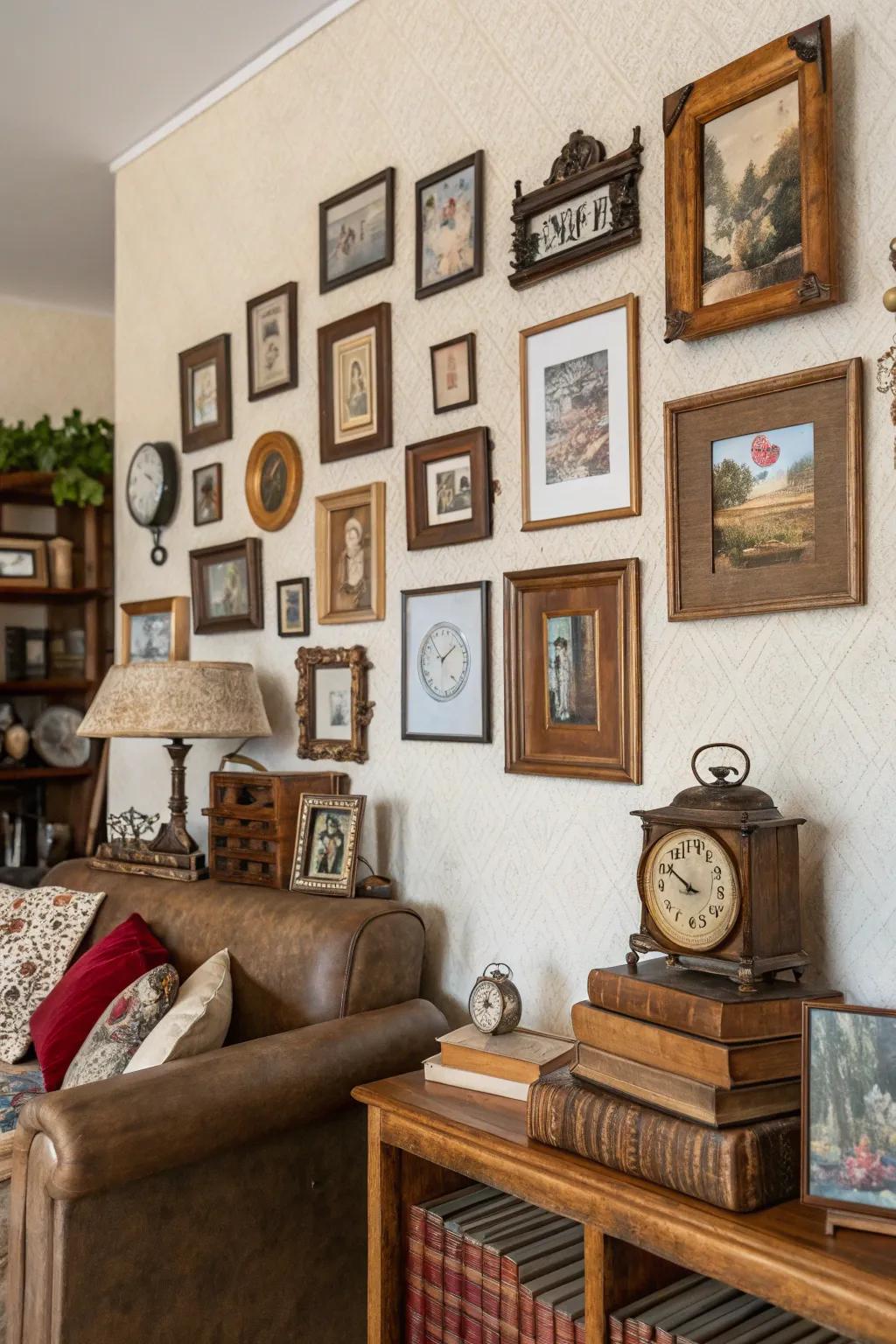 Showcase collectibles for a distinctive and personalized photograph arrangement.