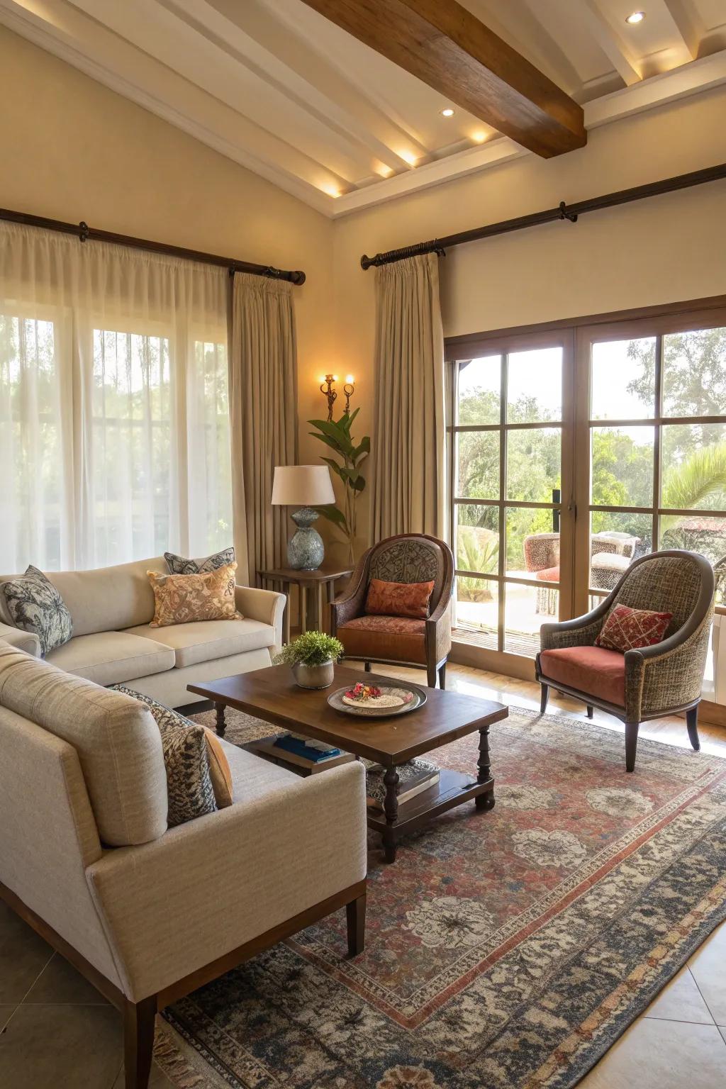 Accent chairs can function as subtle dividers in open spaces.