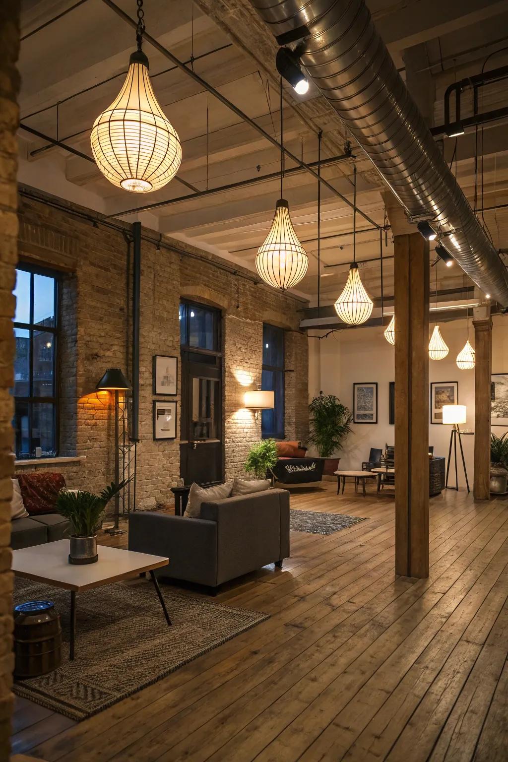 Lighting fixtures serving both a practical and an artistic purpose.